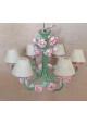 Lustre em ferro provençal rosas 6 lâmpadas  